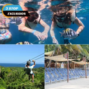 One-Spot Snorkel Tour + Zipline Adventure + Beach Resort Day Pass